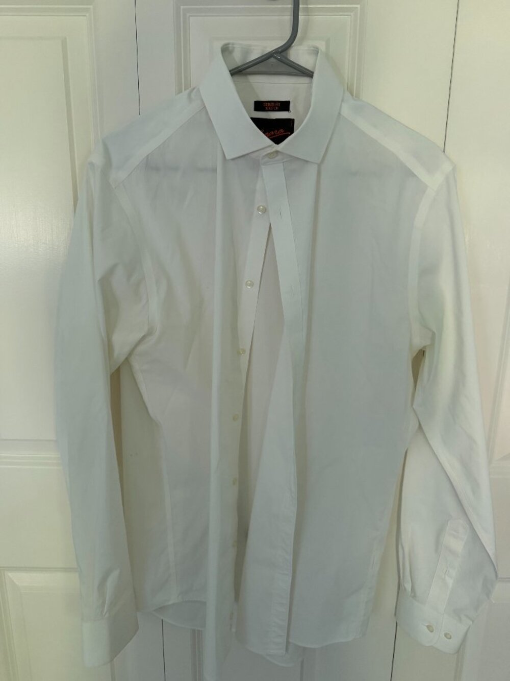 Egara Slim Fit Button Down Long Sleeve Shirt Men's White Shirt 16 34/35